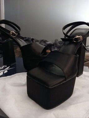 Black Platform Block Heel Sandals - Women